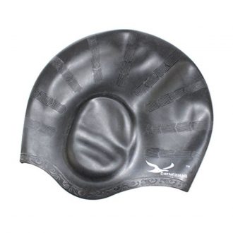 Gorro de Natación de Silicona con Orejeras - Plomo