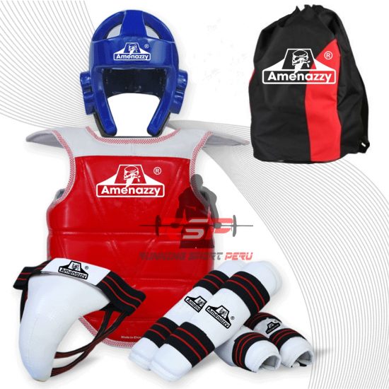 Kit De Protection Taekwondo / Sanda 8 Pièces - Casque, Plastron, Protège-tibias, Etc. - Matériaux EVA/PU, Différentes Tailles