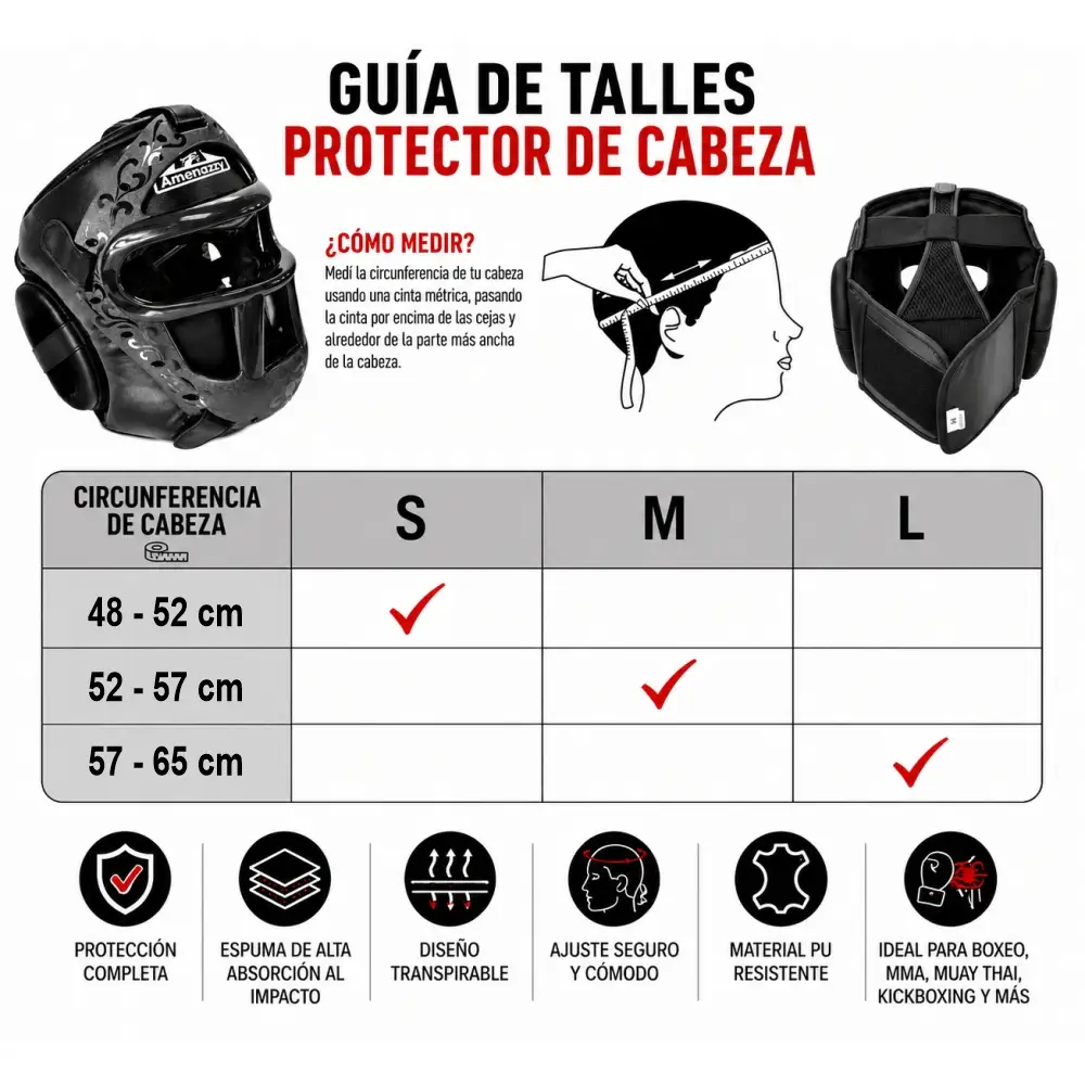 Casco de Boxeo y Artes Marciales con Protector Facial Desmontable - Imagen 2
