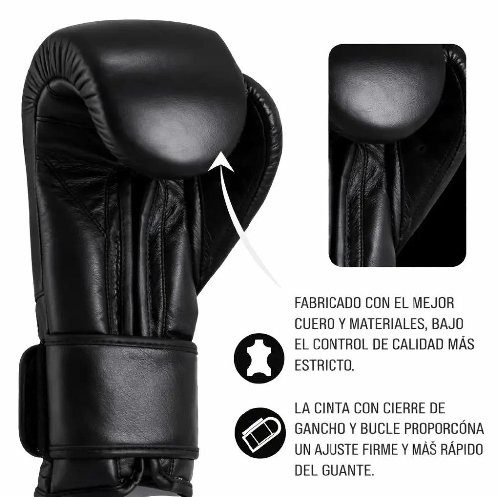 Guantes De Boxeo De Cuero De 14oz Cleto Reyes Negro - Imagen 3