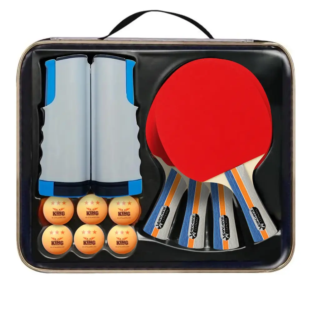 Set de Ping Pong Completo – 4 Raquetas + Red Retráctil + 6 Pelotas + Estuche - Imagen 2