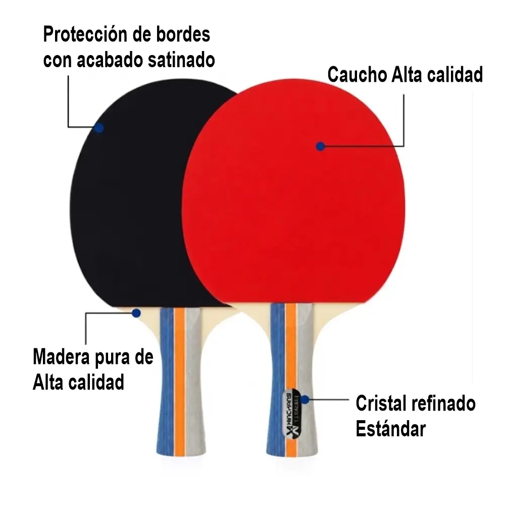 Set de Ping Pong Completo – 4 Raquetas + Red Retráctil + 6 Pelotas + Estuche - Imagen 3