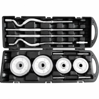 Set de Mancuernas Ajustables 55kg con Barra Recta y Z