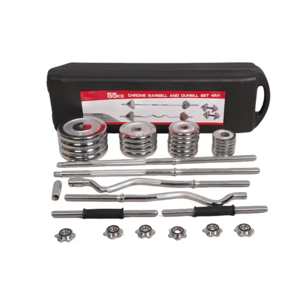 Set de Mancuernas Ajustables 55kg con Barra Recta y Z - Imagen 3