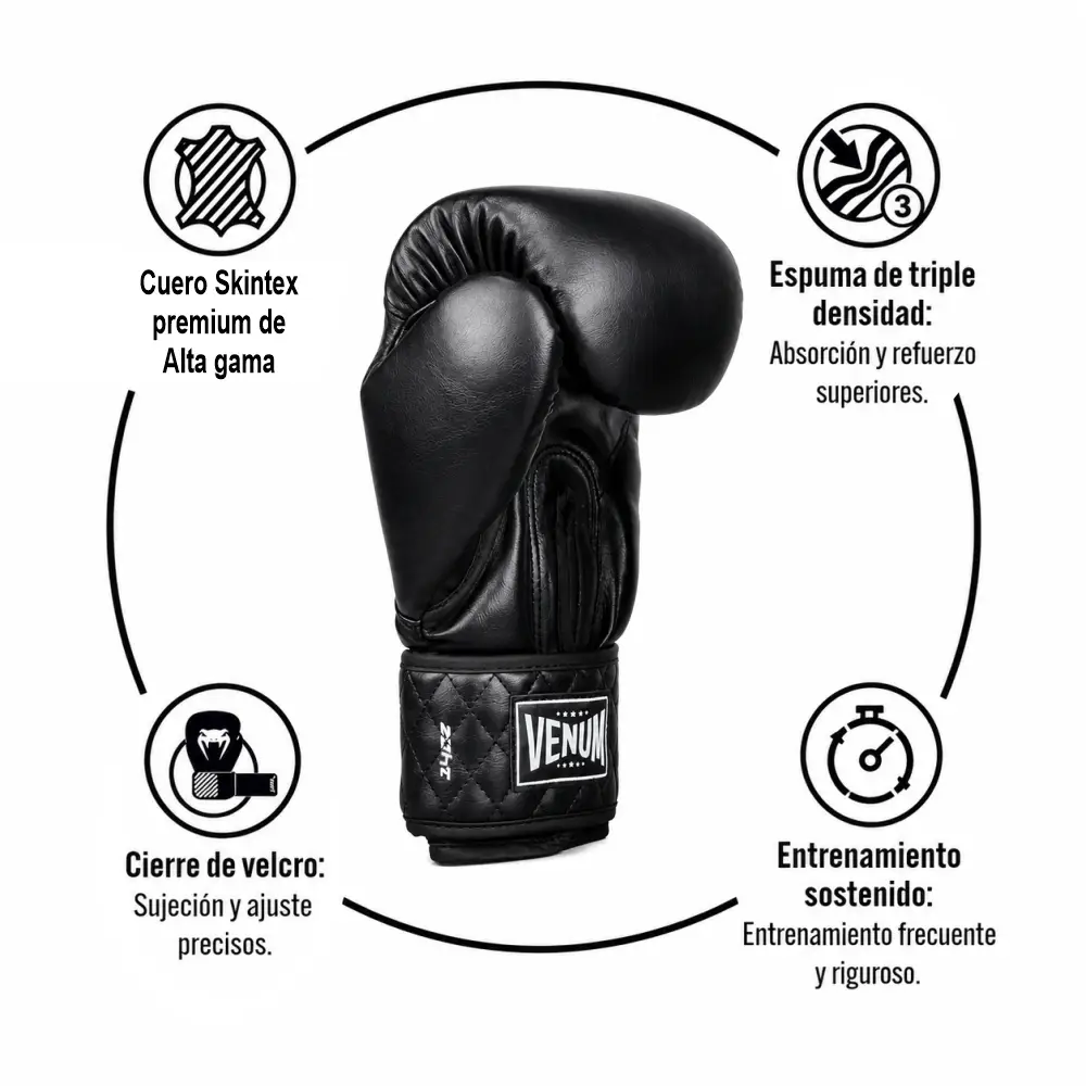 Guantes de Boxeo Venum Impact Classic – Negro 14oz - Imagen 2